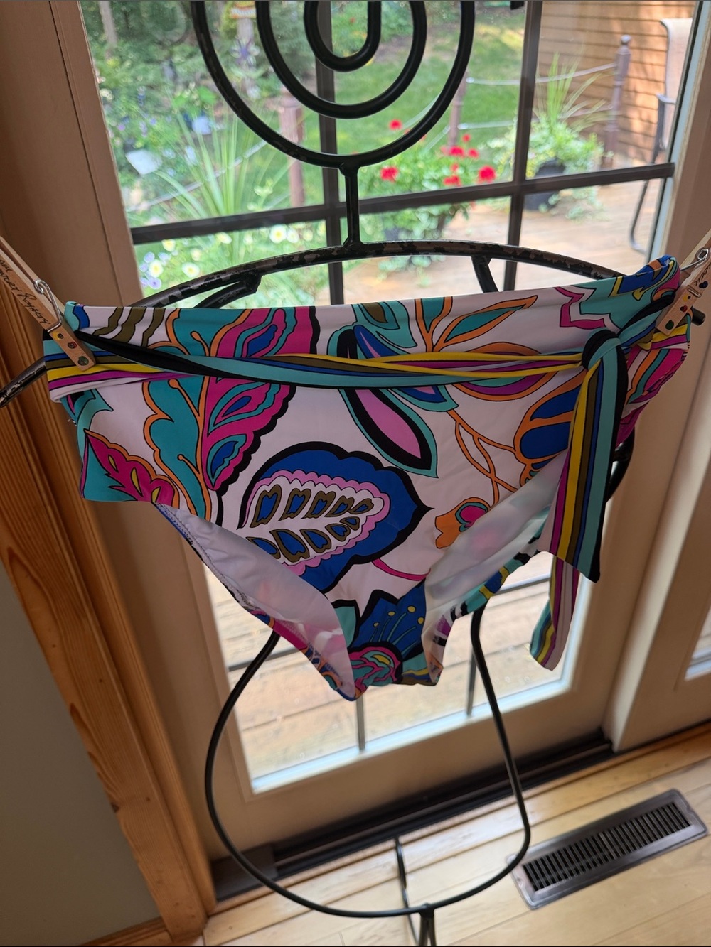 Trina Turk Mandalay Colorful Floral High Waist Bikini Sz 6 Bottom w Side Ties